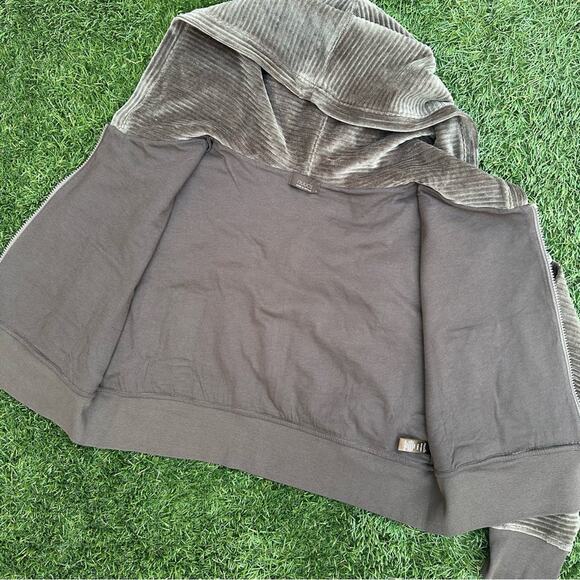Nuuds Full Zip Ribbed Hoodie Cropped Velvet Cord Velour Loungewear Sweatshirt S - Picture 9 of 11